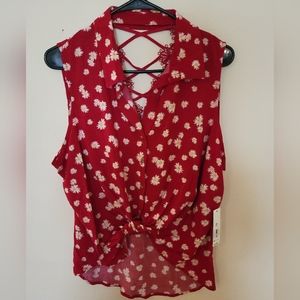 NWT! SLEEVELESS BUTTON WOVEN SHIRT